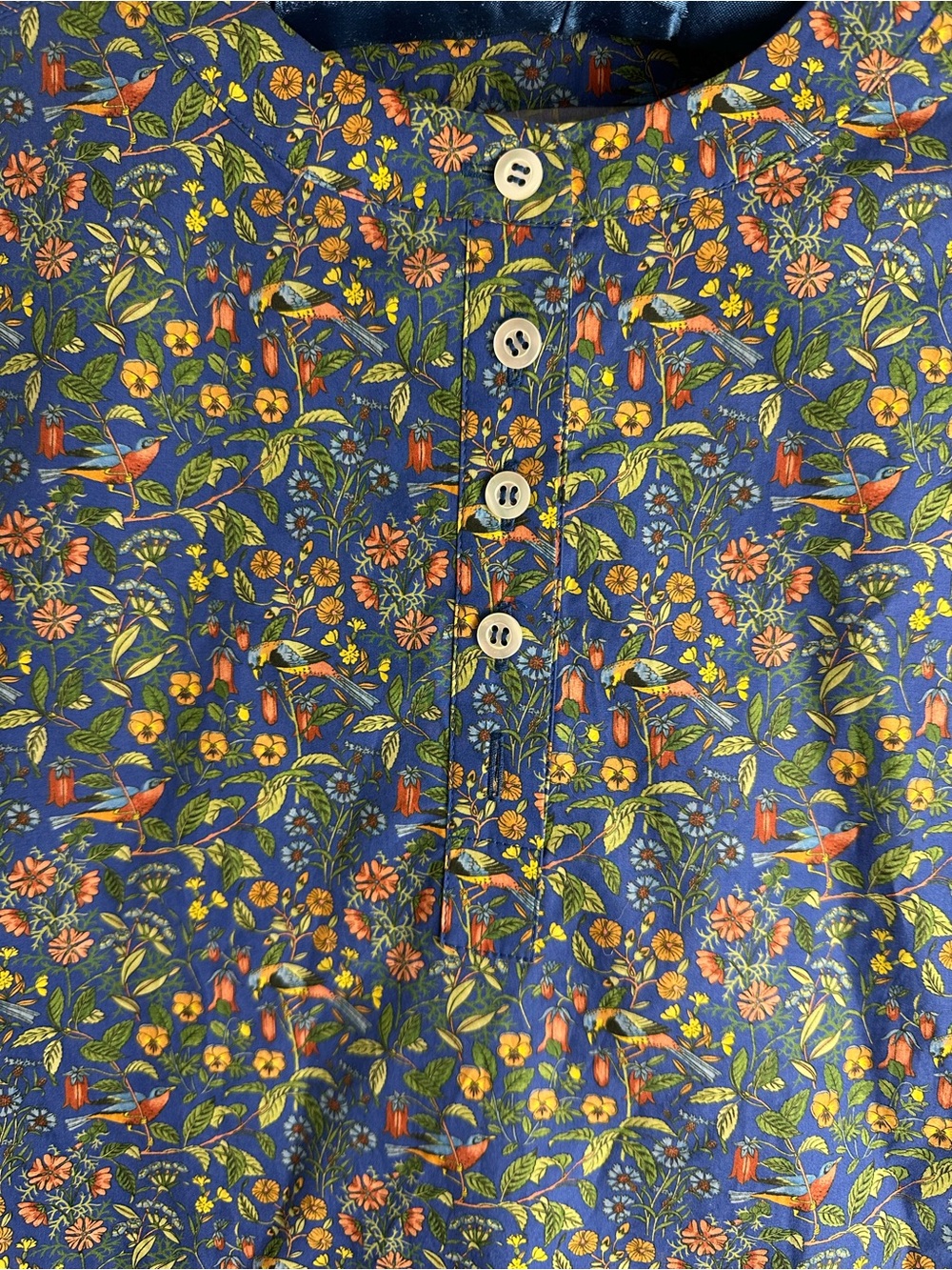 A.P.C. Spring Summer 2018 Tropical Floral Bird Print Relaxed Blouse Blue Crew Sm - Picture 11 of 11